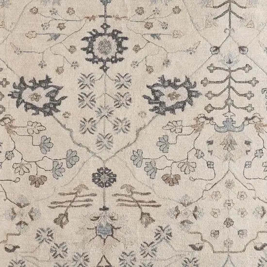 Blue And Ivory Wool Floral Hand Tufted Area Rug Photo 3