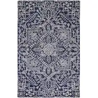 Photo of Blue And Ivory Wool Floral Tufted Handmade Stain Resistant Area Rug