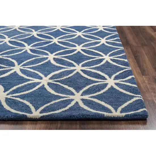 Blue And Ivory Wool Geometric Hand Tufted Area Rug Photo 2