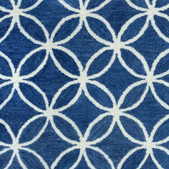 Blue And Ivory Wool Geometric Hand Tufted Area Rug Photo 3