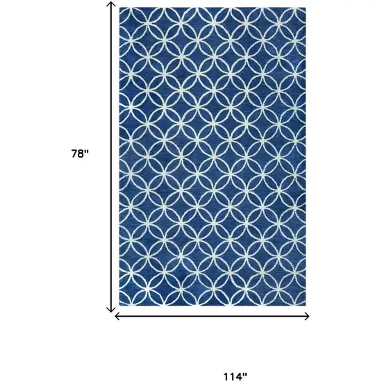 Blue And Ivory Wool Geometric Hand Tufted Area Rug Photo 5