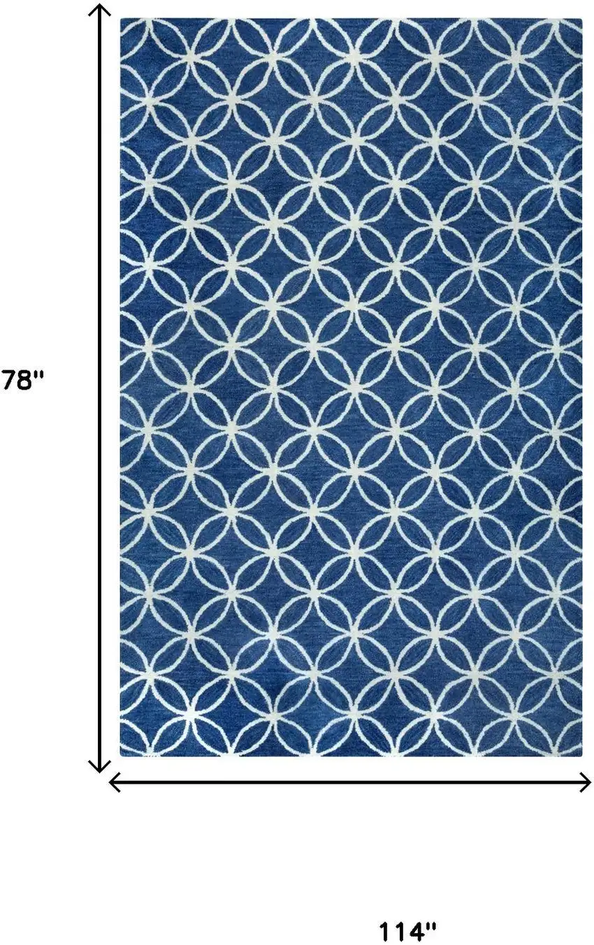 Blue And Ivory Wool Geometric Hand Tufted Area Rug Photo 5