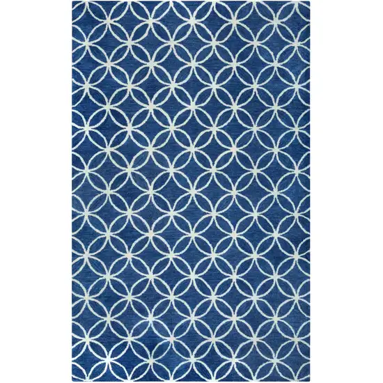 Blue And Ivory Wool Geometric Hand Tufted Area Rug Photo 1