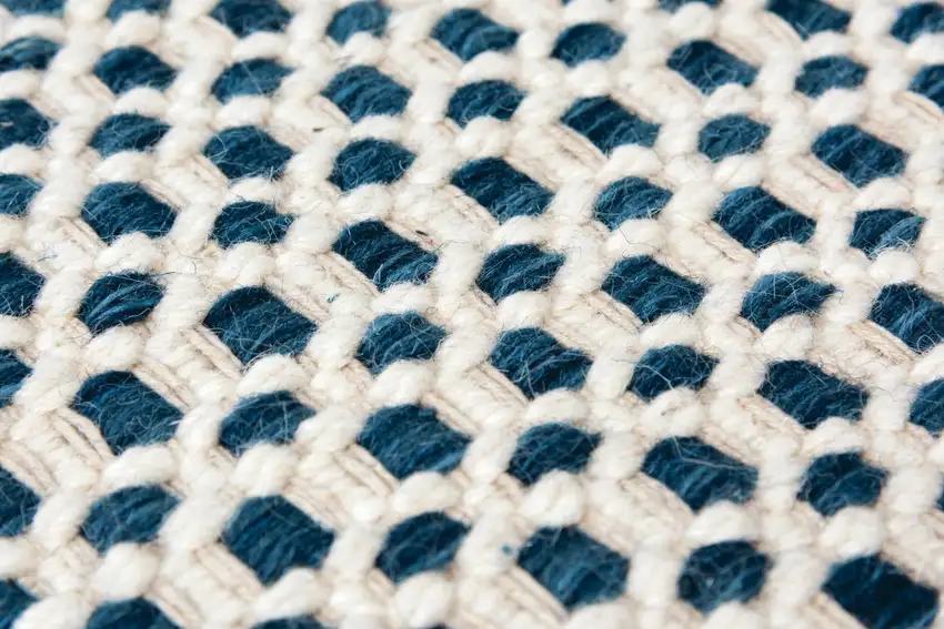 Blue And Ivory Wool Geometric Hand Woven Area Rug Photo 1