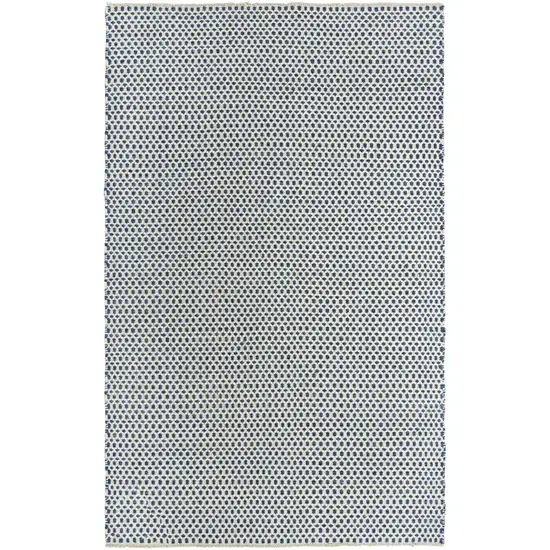 Blue And Ivory Wool Geometric Hand Woven Area Rug Photo 2