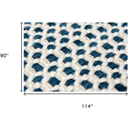 Blue And Ivory Wool Geometric Hand Woven Area Rug Photo 7