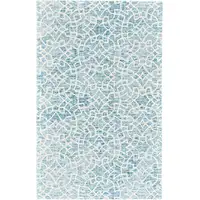 Photo of Blue And Ivory Wool Geometric Tufted Handmade Stain Resistant Area Rug