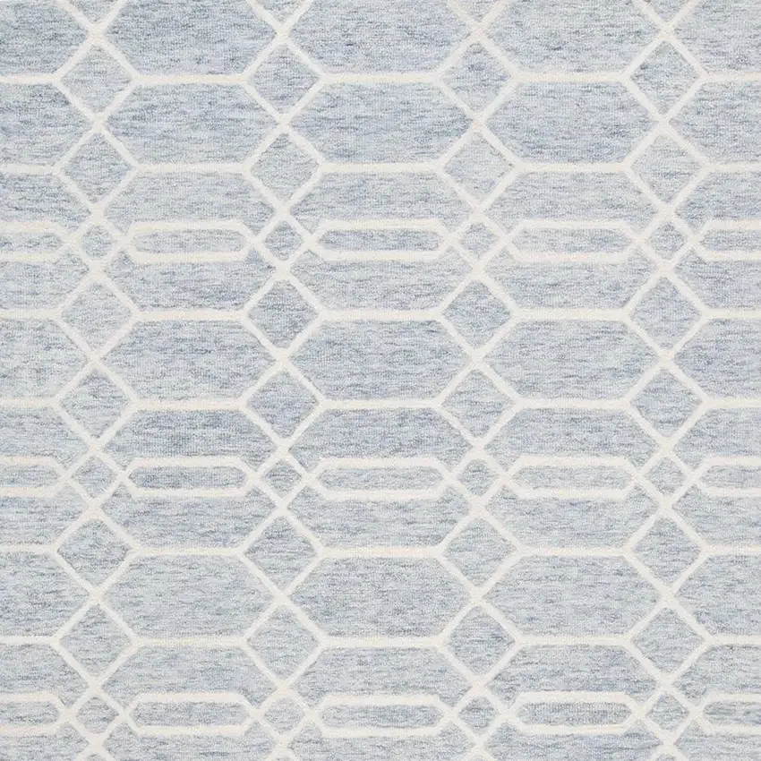 Blue And Ivory Wool Geometric Tufted Handmade Stain Resistant Area Rug Photo 5