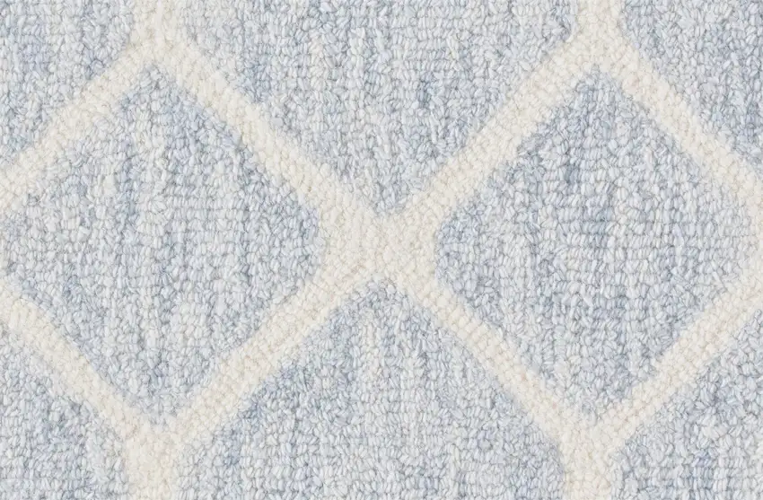 Blue And Ivory Wool Geometric Tufted Handmade Stain Resistant Area Rug Photo 9