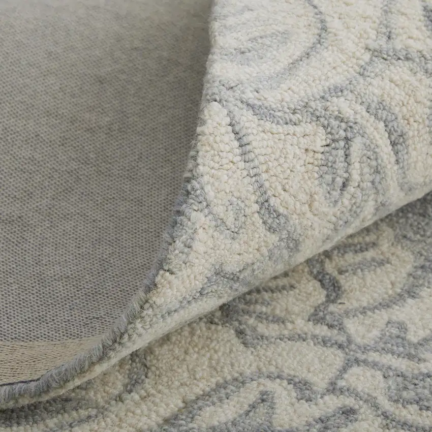 Blue And Ivory Wool Paisley Tufted Handmade Stain Resistant Area Rug Photo 8