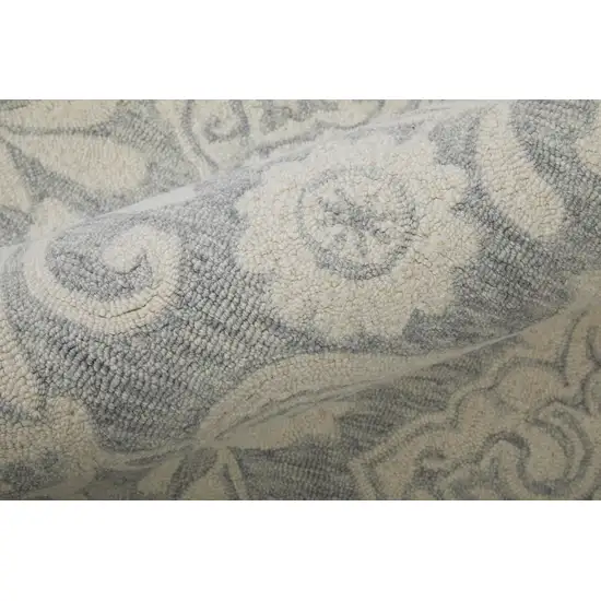 Blue And Ivory Wool Paisley Tufted Handmade Stain Resistant Area Rug Photo 9