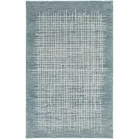 Photo of Blue And Ivory Wool Plaid Tufted Handmade Stain Resistant Area Rug