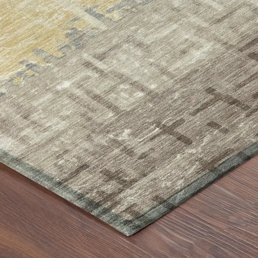 Blue And Khaki Striped Washable Indoor Outdoor Area Rug Photo 5