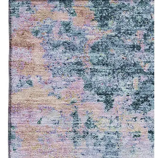 Blue And Lavender Abstract Washable Area Rug With UV Protection Photo 3