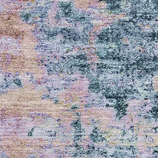 Blue And Lavender Abstract Washable Area Rug With UV Protection Photo 2