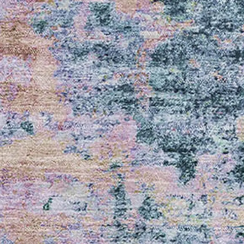 Blue And Lavender Abstract Washable Area Rug With UV Protection Photo 2
