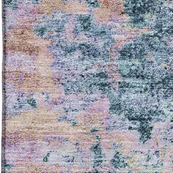 Blue And Lavender Abstract Washable Area Rug With UV Protection Photo 2