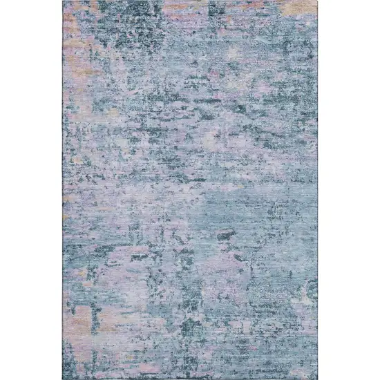 Blue And Lavender Abstract Washable Area Rug With UV Protection Photo 1