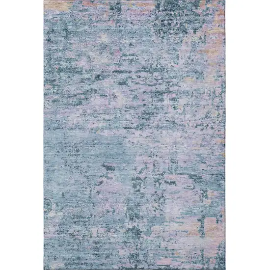 Blue And Lavender Abstract Washable Area Rug With UV Protection Photo 3
