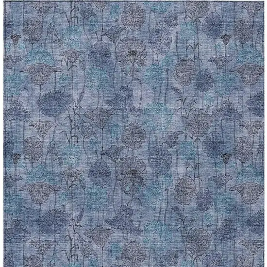 Blue And Lavender Floral Washable Indoor Outdoor Area Rug Photo 5
