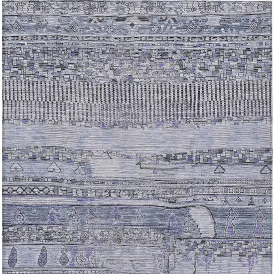 Blue And Lavender Striped Washable Indoor Outdoor Area Rug Photo 8