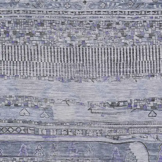 Blue And Lavender Striped Washable Indoor Outdoor Area Rug Photo 4