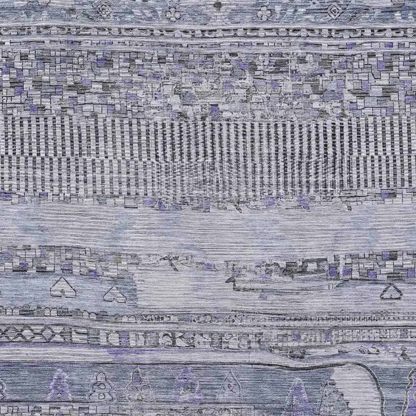 Blue And Lavender Striped Washable Indoor Outdoor Area Rug Photo 4