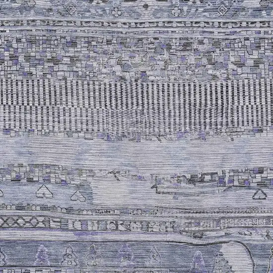 Blue And Lavender Striped Washable Indoor Outdoor Area Rug Photo 4