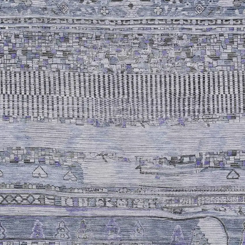 Blue And Lavender Striped Washable Indoor Outdoor Area Rug Photo 4