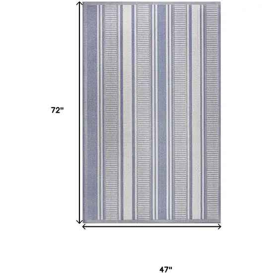 Blue And Light Gray Striped Indoor Outdoor Area Rug Photo 5