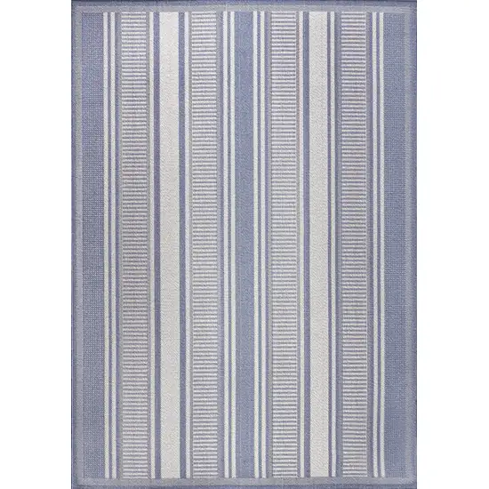 Blue And Light Gray Striped Indoor Outdoor Area Rug Photo 1