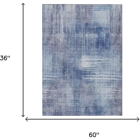 Blue And Lilac Abstract Washable Indoor Outdoor Area Rug Photo 7
