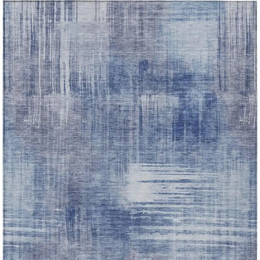 Blue And Lilac Abstract Washable Indoor Outdoor Area Rug Photo 4