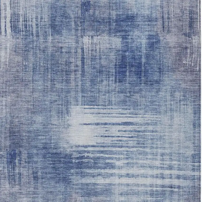 Blue And Lilac Abstract Washable Indoor Outdoor Area Rug Photo 3