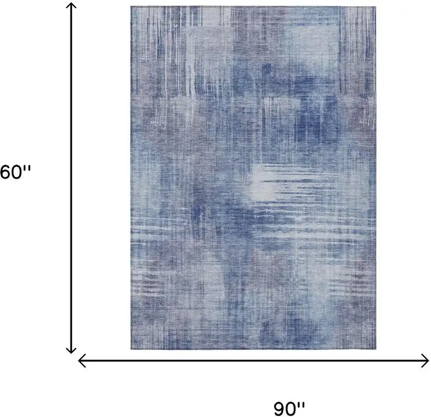Blue And Lilac Abstract Washable Indoor Outdoor Area Rug Photo 7