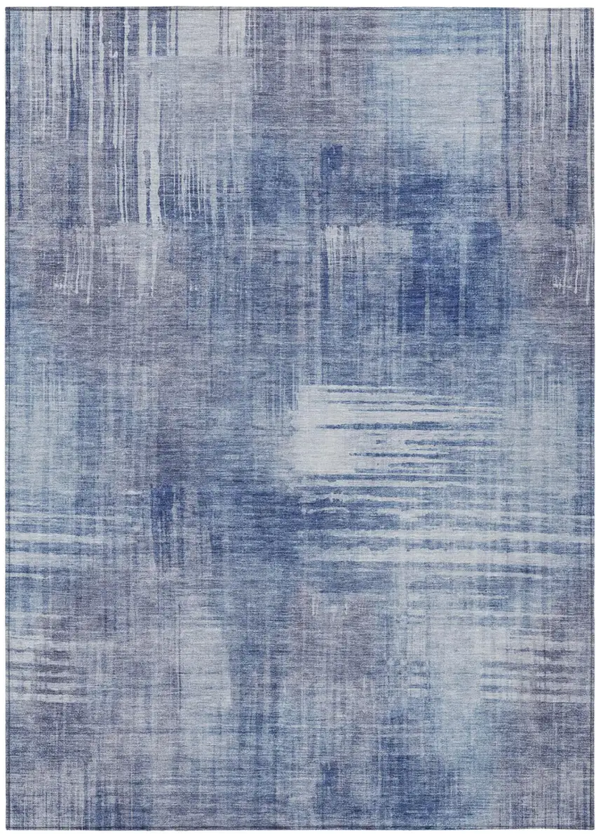 Blue And Lilac Abstract Washable Indoor Outdoor Area Rug Photo 2