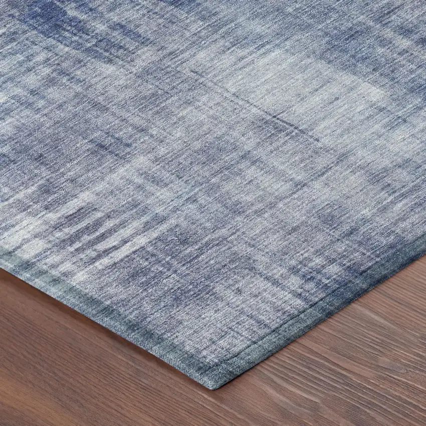 Blue And Lilac Abstract Washable Indoor Outdoor Area Rug Photo 5
