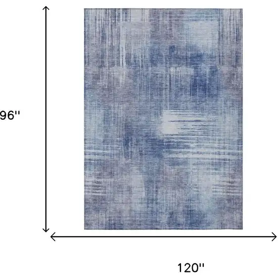 Blue And Lilac Abstract Washable Indoor Outdoor Area Rug Photo 7