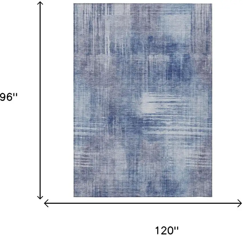 Blue And Lilac Abstract Washable Indoor Outdoor Area Rug Photo 7