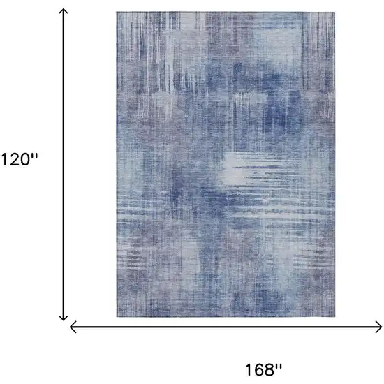 Blue And Lilac Abstract Washable Indoor Outdoor Area Rug Photo 7