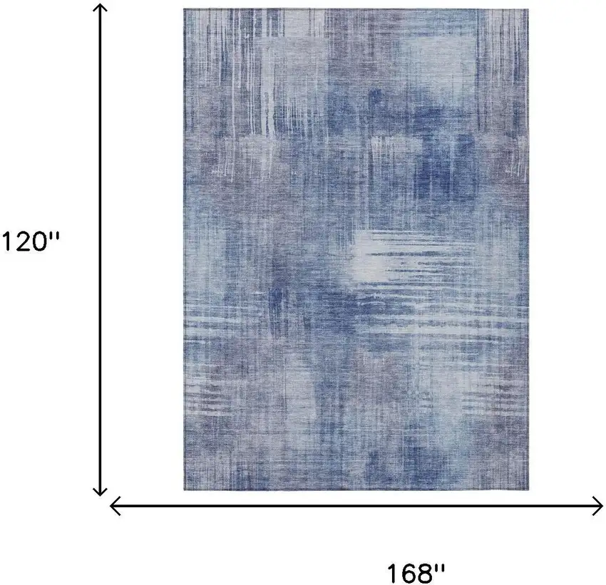 Blue And Lilac Abstract Washable Indoor Outdoor Area Rug Photo 7
