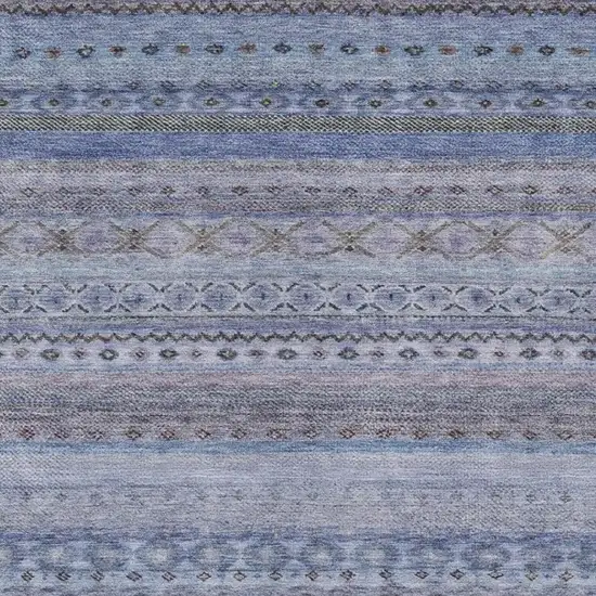 Blue And Lilac Striped Washable Indoor Outdoor Area Rug Photo 3