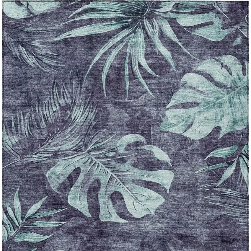 Blue And Mint Green Floral Washable Indoor Outdoor Area Rug Photo 8