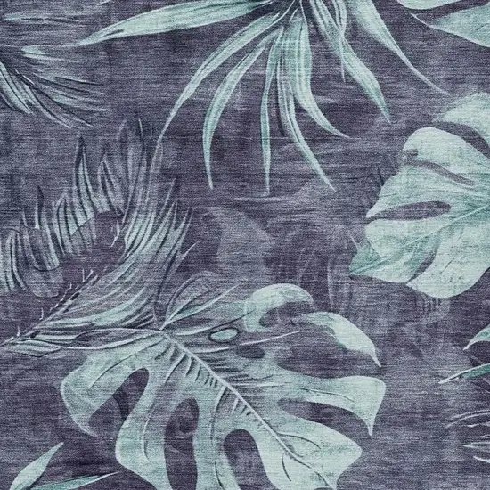 Blue And Mint Green Floral Washable Indoor Outdoor Area Rug Photo 3