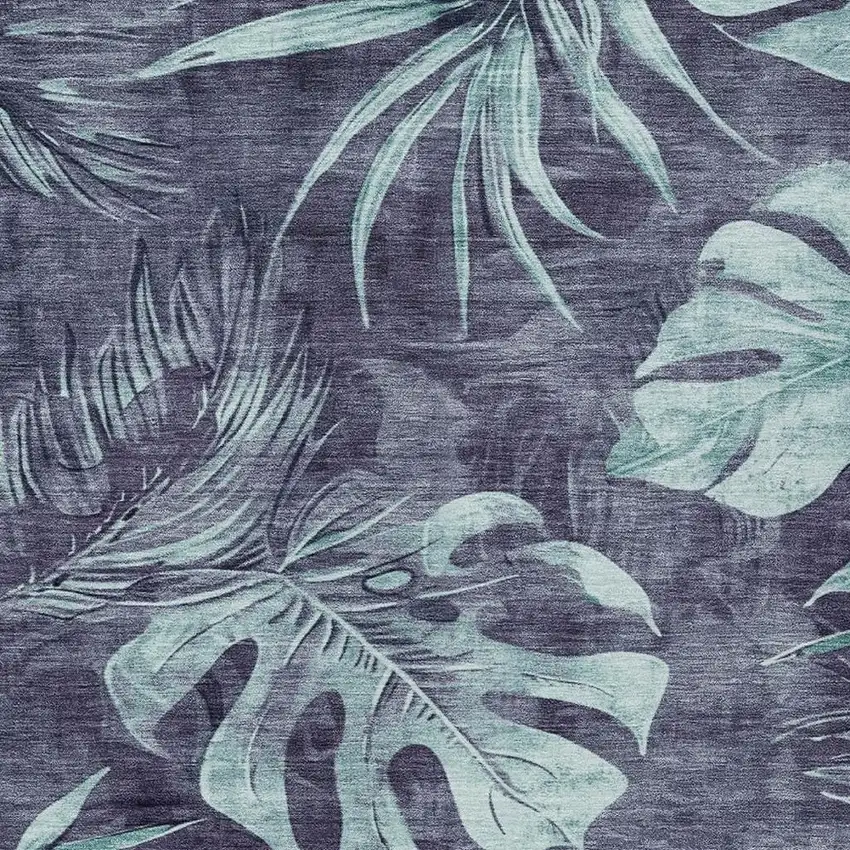 Blue And Mint Green Floral Washable Indoor Outdoor Area Rug Photo 3