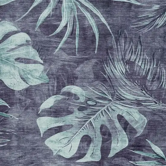 Blue And Mint Green Floral Washable Indoor Outdoor Area Rug Photo 3