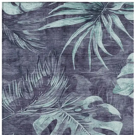 Blue And Mint Green Floral Washable Indoor Outdoor Area Rug Photo 6