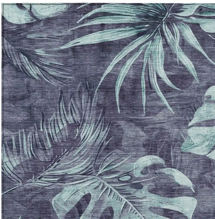 Blue And Mint Green Floral Washable Indoor Outdoor Area Rug Photo 6