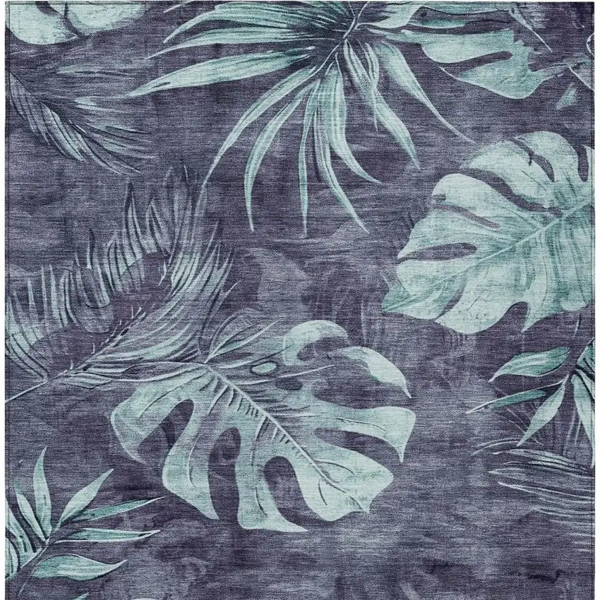 Blue And Mint Green Floral Washable Indoor Outdoor Area Rug Photo 3