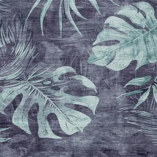 Blue And Mint Green Floral Washable Indoor Outdoor Area Rug Photo 3